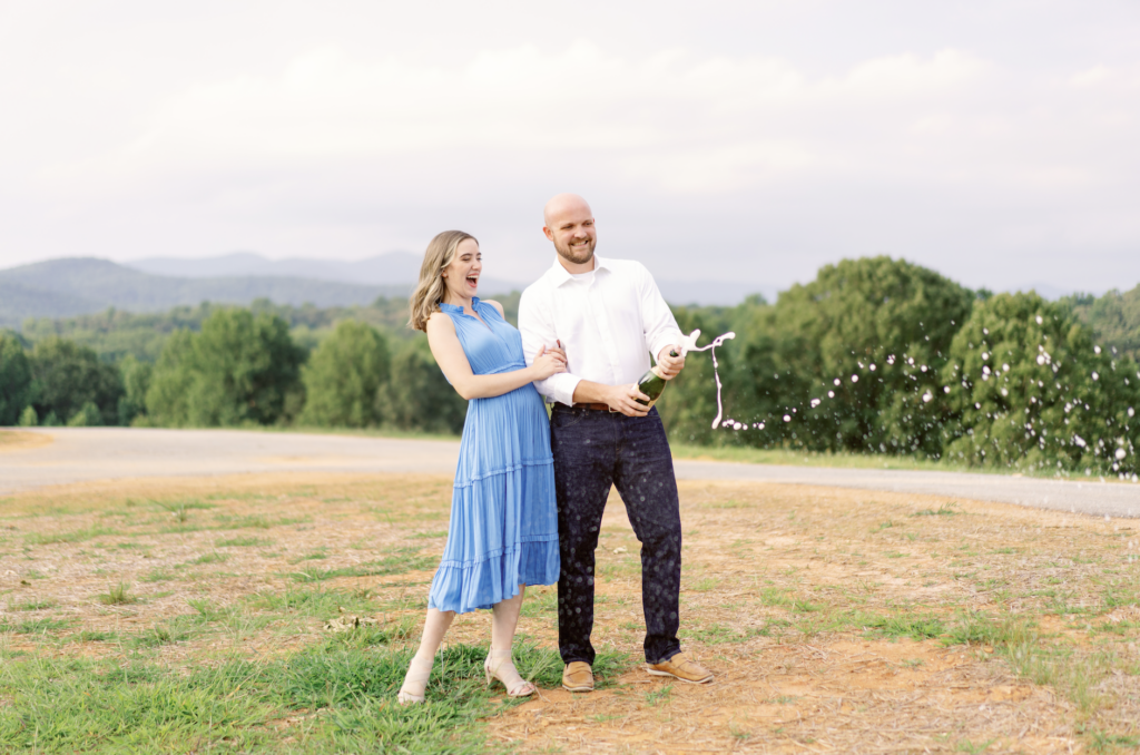 Engagement photo session planning at golden hour monteluce winery